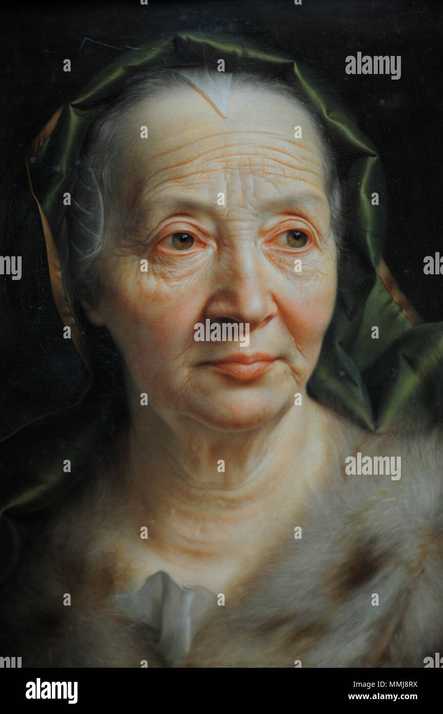 Deutsch Portrait Einer Alten Frau English Portrait Of An Old Woman With A Green Scarf Before 1768 Alte Frau Seybold Stock Photo Alamy