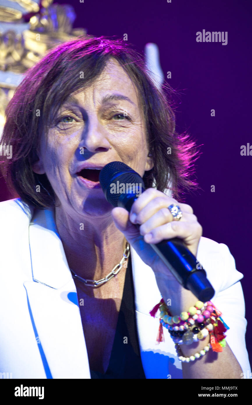 Gianna Nannini performs live in concert at the PalaLottomatica in Rome with  her 'Phenomenal Tour 2018.' Gianna Nannini was not stopped her injury, she  performed with a crutch and sat on a