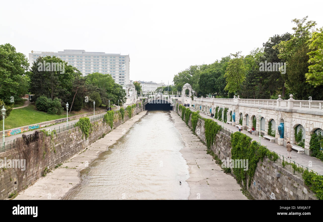 Vienna Austria May 4. 2018, View on liesing river from Stadtpark in downtown Vienna Stock Photo