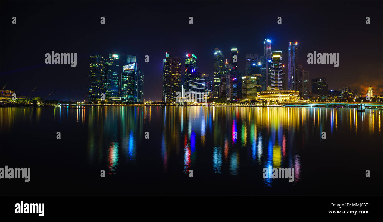 Skyline and modern skyscrapers of business district in Singapore Stock Photo