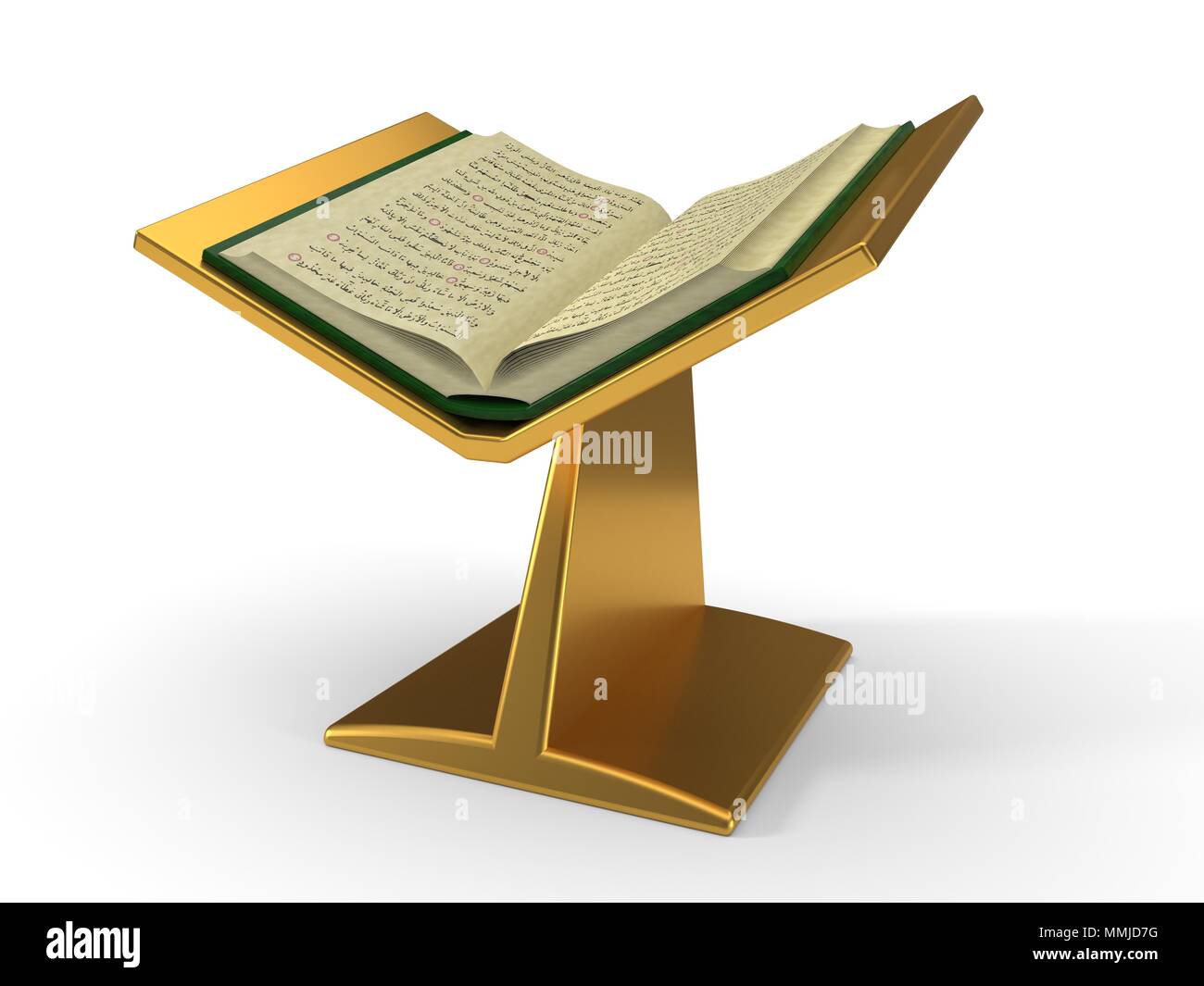 quran on book platform. 3d illustration. isolated on white Stock Photo