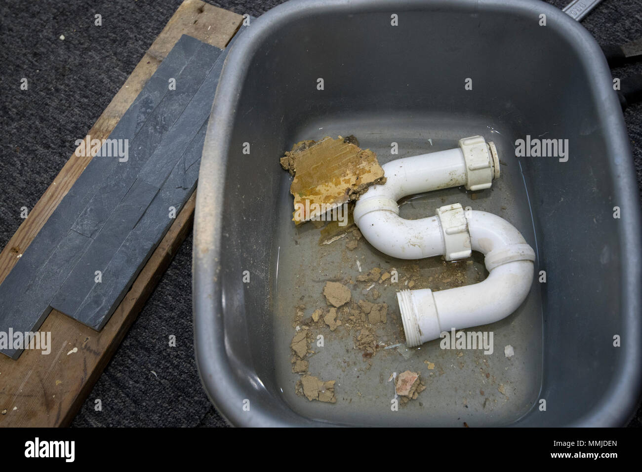 Drain 'U' bend trap in bowl Stock Photo Alamy