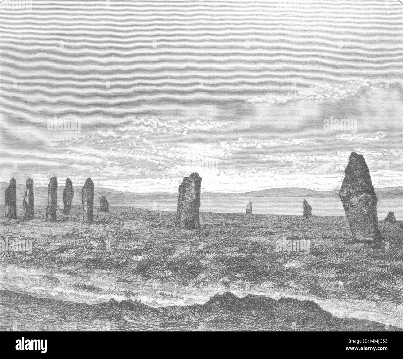 SCOTLAND. Standing Stones of Stennis c1885 old antique vintage print picture Stock Photo