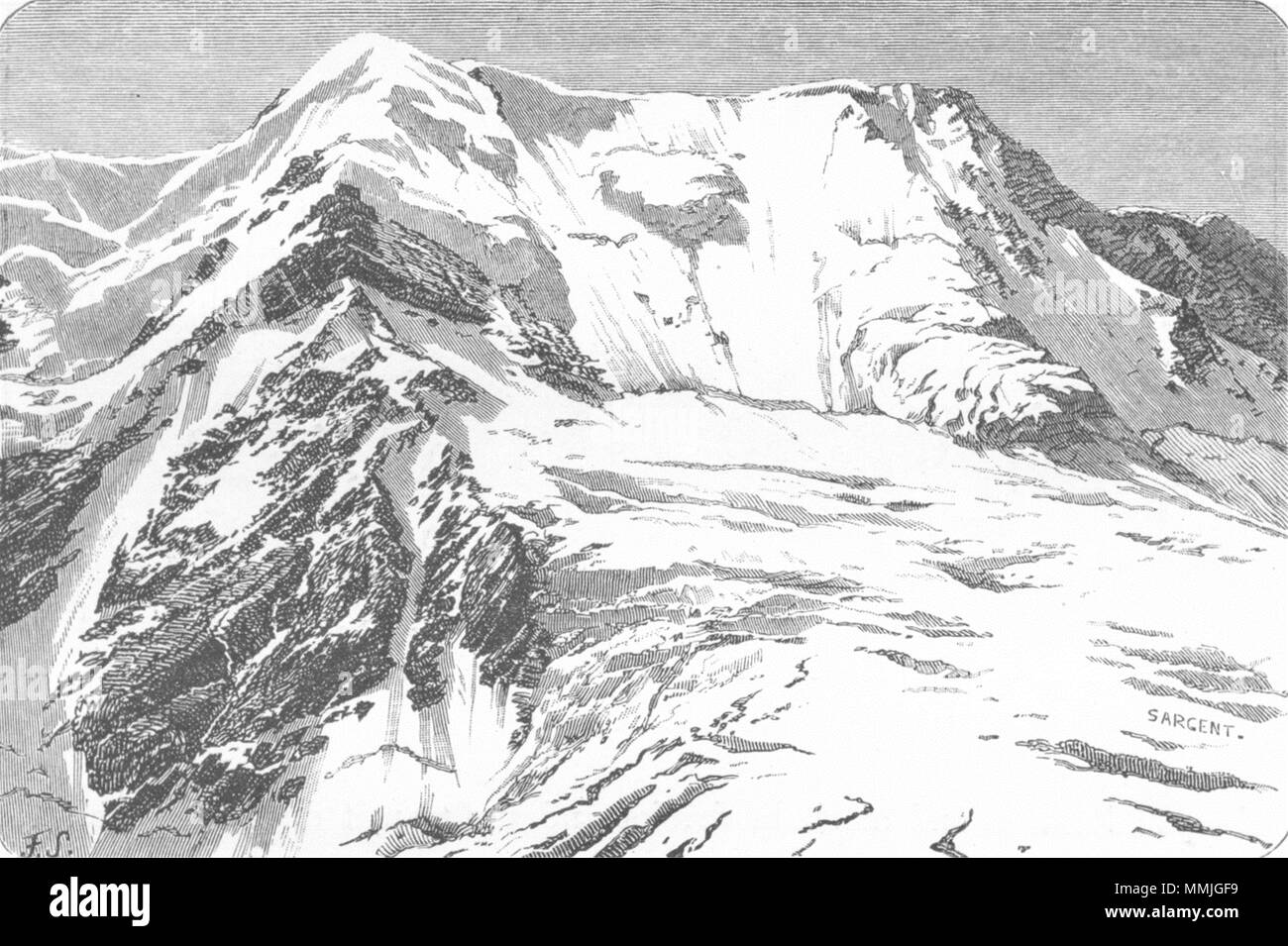 SWITZERLAND. An Avalanche, Ebene Fluh c1885 old antique vintage print picture Stock Photo