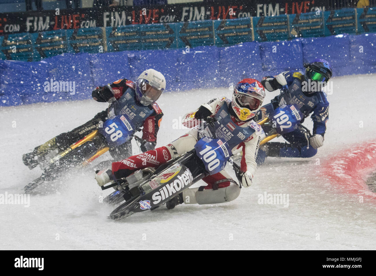 IN PHOTO: Franz Zorn, Stefan Svensson and Niclas Olsen Now that's what I  call a skid! Why bother racing around tarmac and gravel roads on motorbikes  when you can ride on ice?