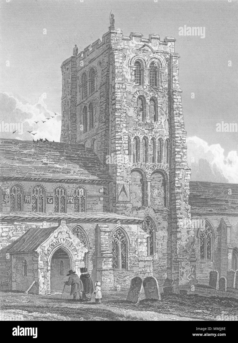 NORFOLK. South Lopham Church. Le Keux Churches 1824 old antique print picture Stock Photo