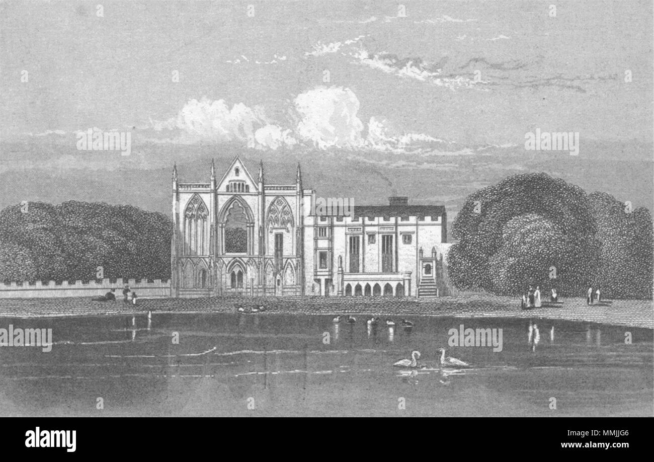 NEWSTEAD ABBEY. ex House of Lord Byron. DUGDALE c1840 old antique print Stock Photo