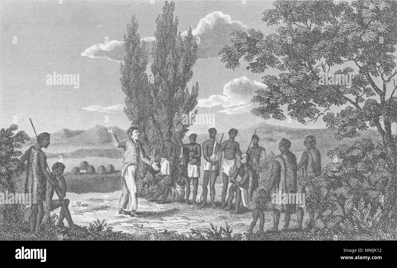 LATTAKKO. Campbell sends Missionaries c1800 old antique vintage print picture Stock Photo