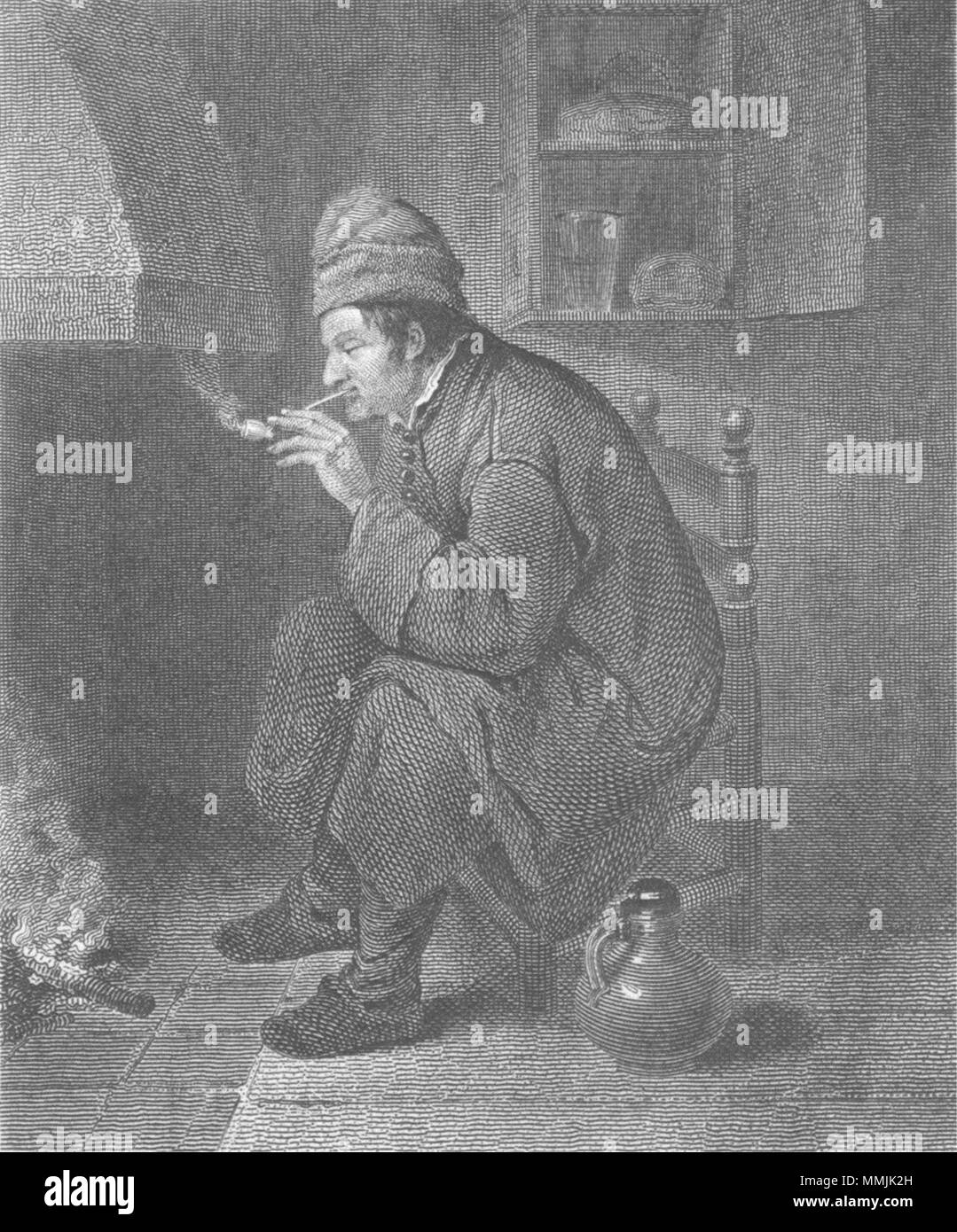 PORTRAITS. The smoker 1825 old antique vintage print picture Stock Photo