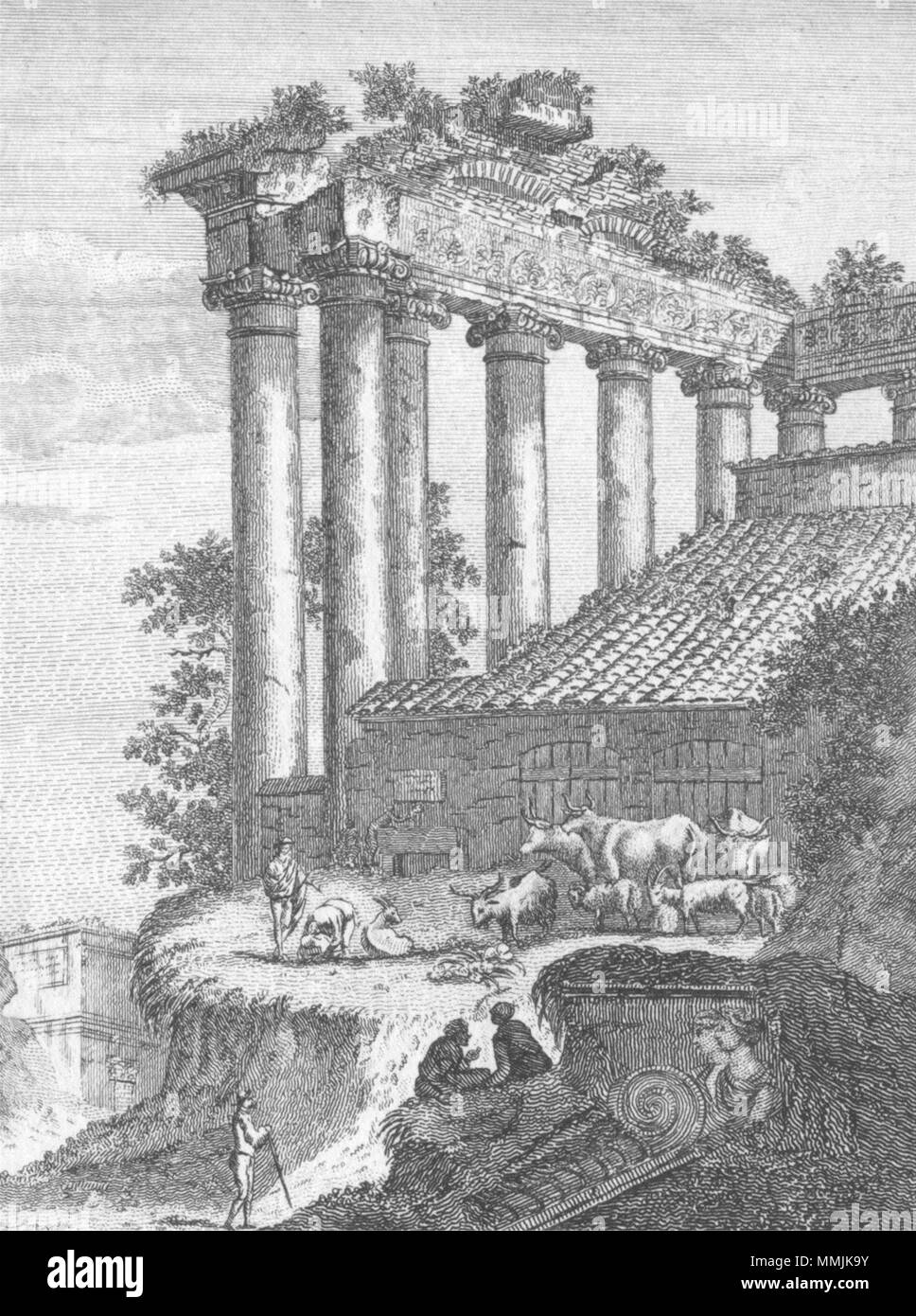 ROME. Inside Portico of Temple Concord c1750 old antique vintage print picture Stock Photo