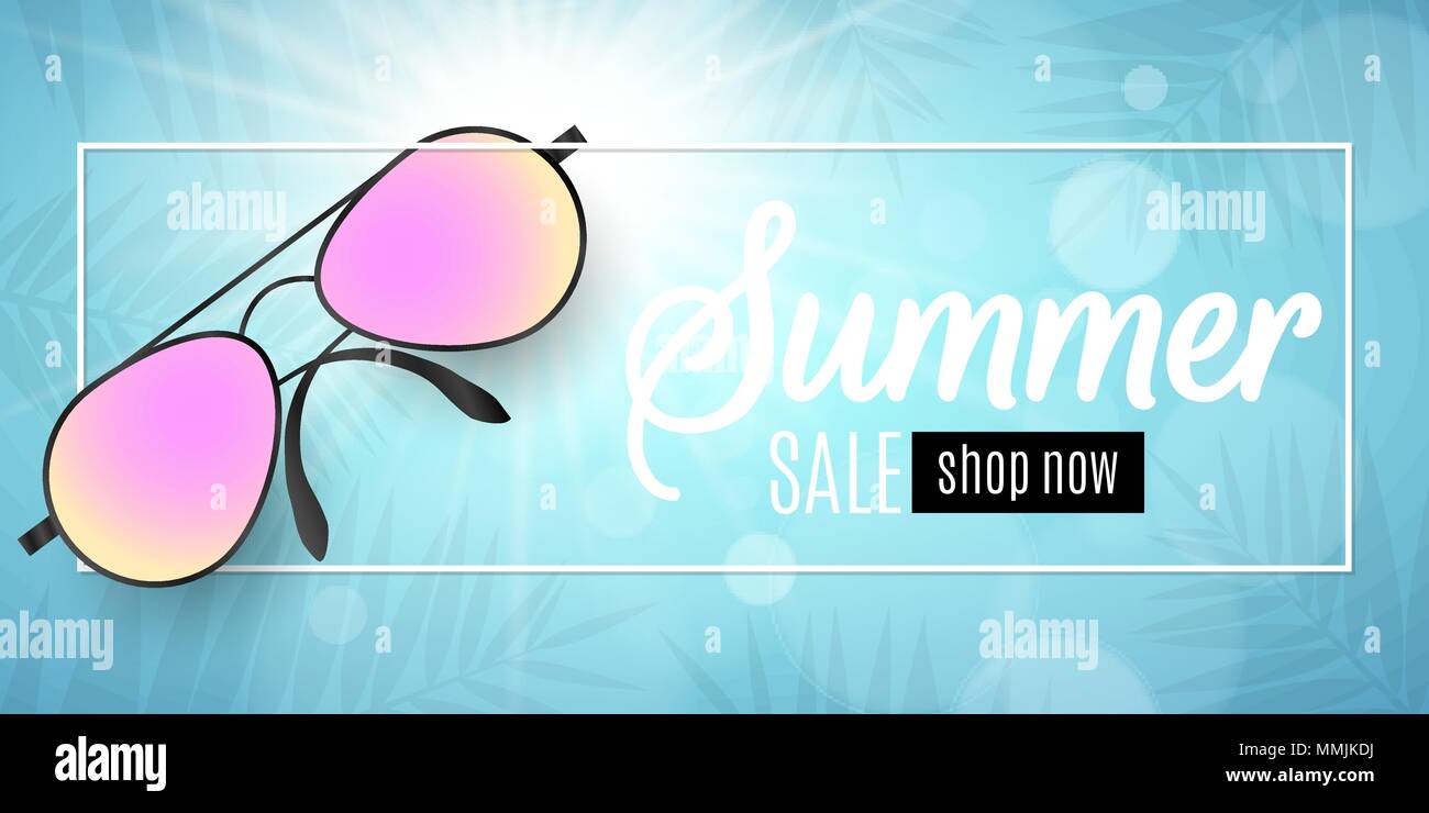 Advertising Web Banner For Summer Sale Beach Sunglasses In A