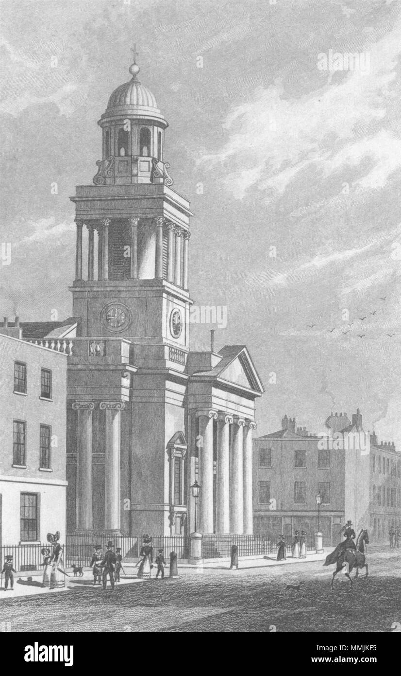 MARYLEBONE. Chapel Ease, Stafford St Rd 1827 old antique vintage print picture Stock Photo