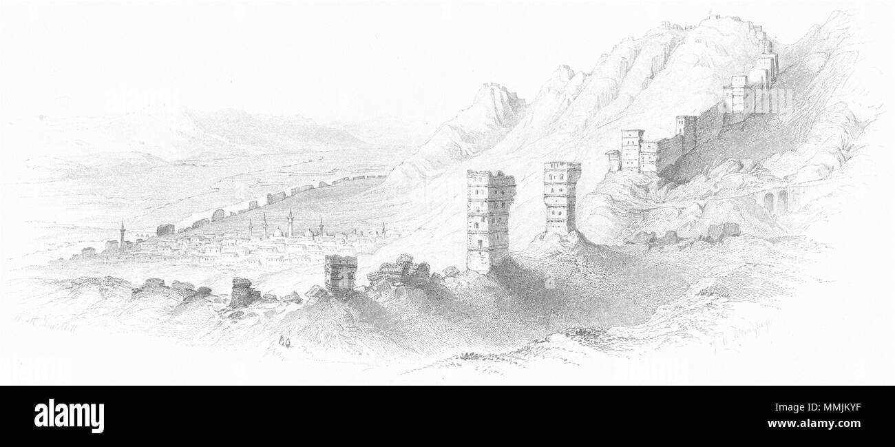 TURKEY. Antioch. Gibbon Detail of walls-Bartlett 1850 old antique print Stock Photo