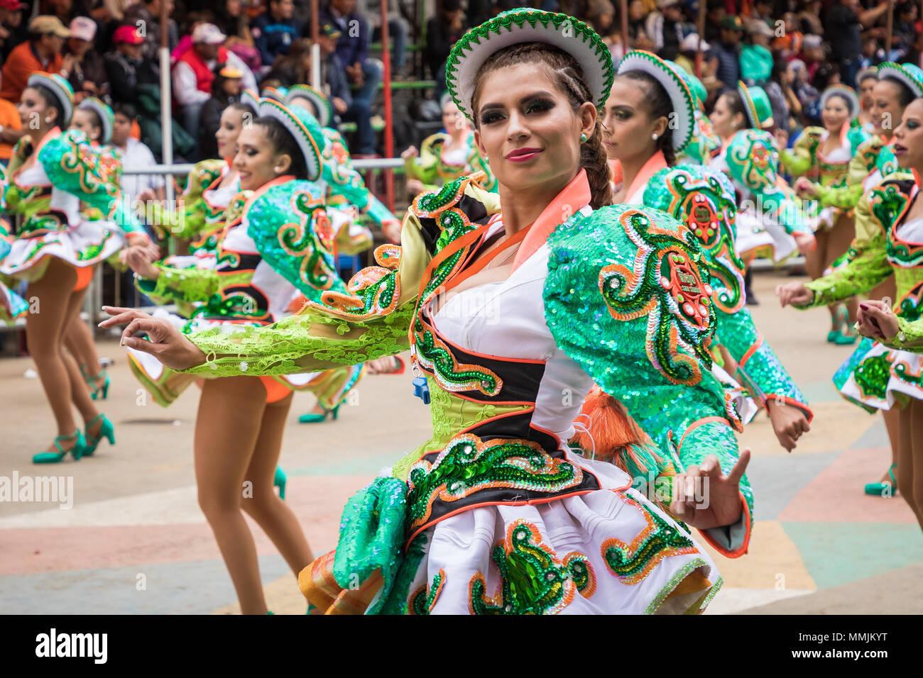 ORURO, BOLIVIA - FEBRUARY 10, 2018: Dancers at Oruro Carnival in