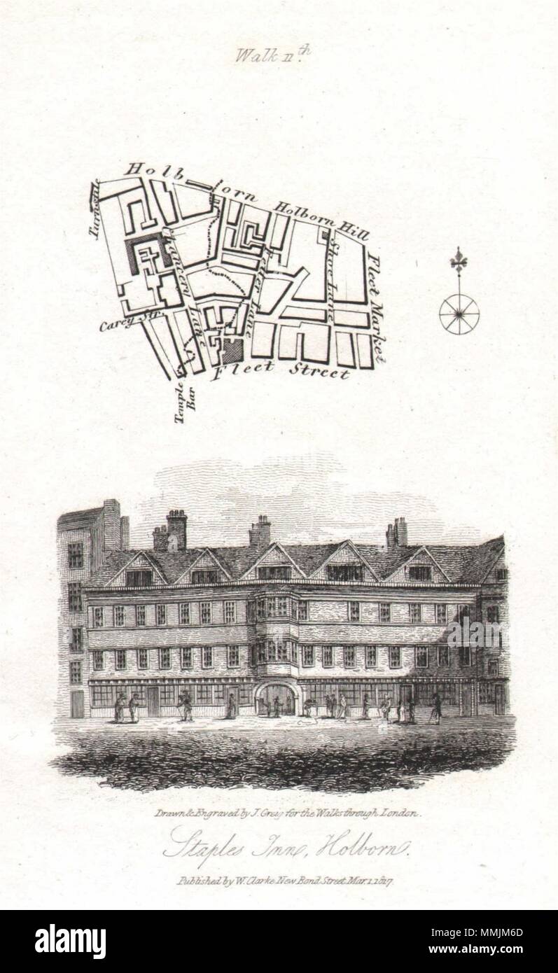 Chancery Lane Fetter Lane Fleet Street Holborn Staple Inn EC4A 1817 old