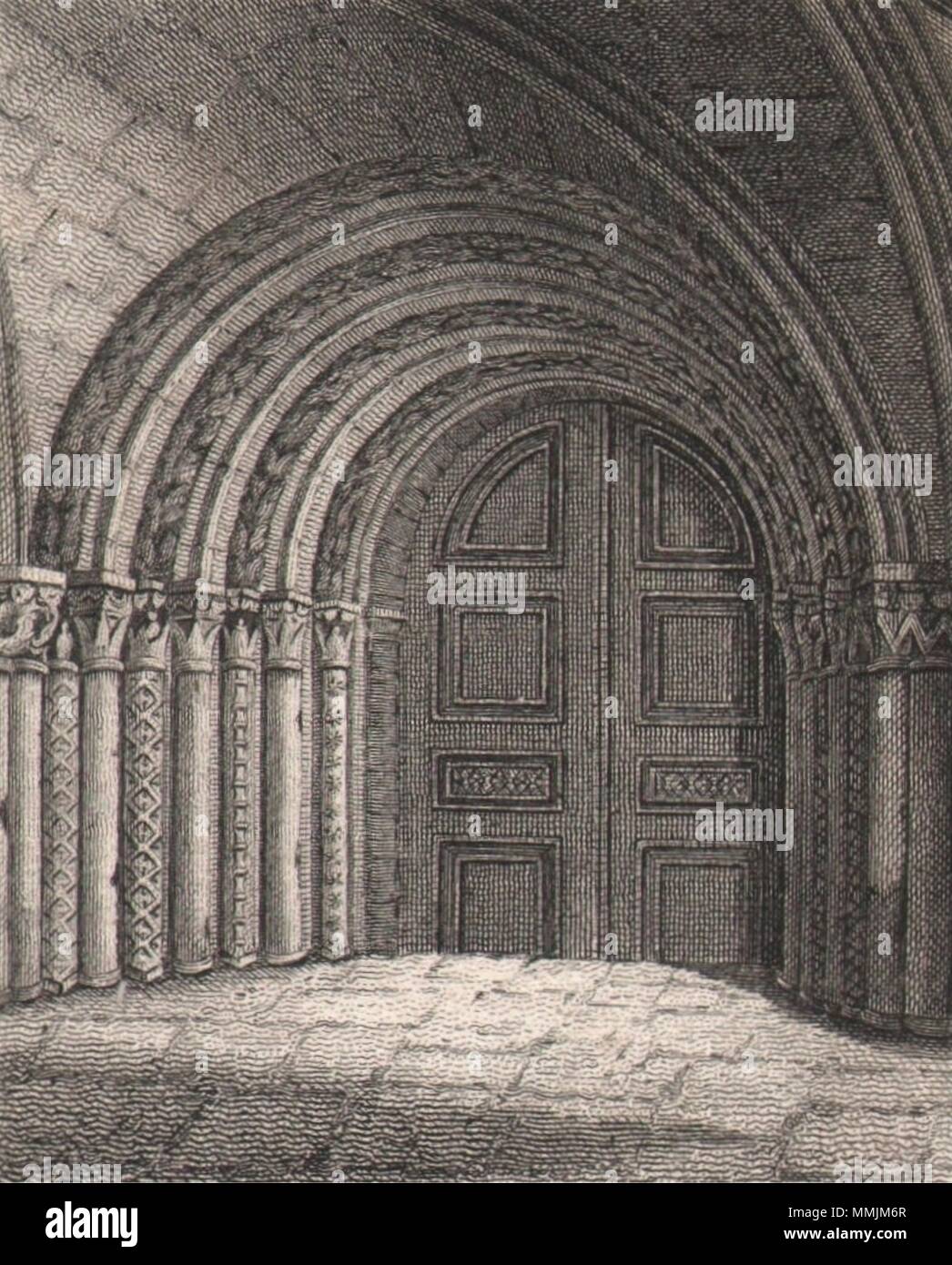 Entrance To The Temple Church London Antique Engraved Print 1817 Old Stock Photo Alamy