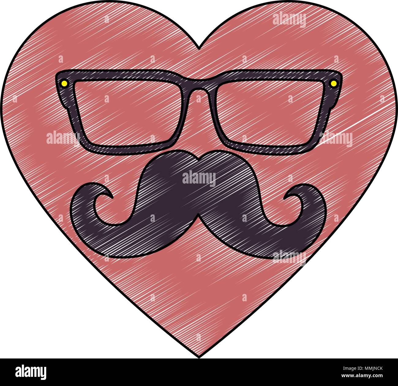 heart with glasses and mustache hipster style Stock Vector Image & Art ...