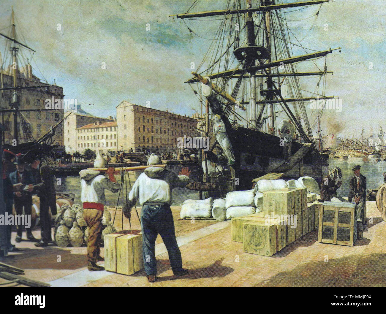 Alphonse Moutte Déchargement d'un brick à Marseille Stock Photo Alamy