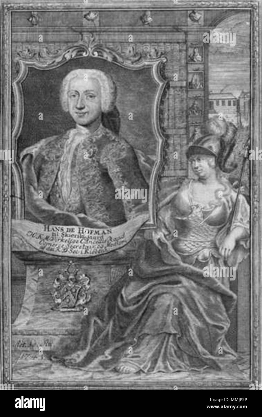 . English: Hans Hofman til Skierildgaard.  . 1743. Sysang Hans de Hofman 2 Stock Photo