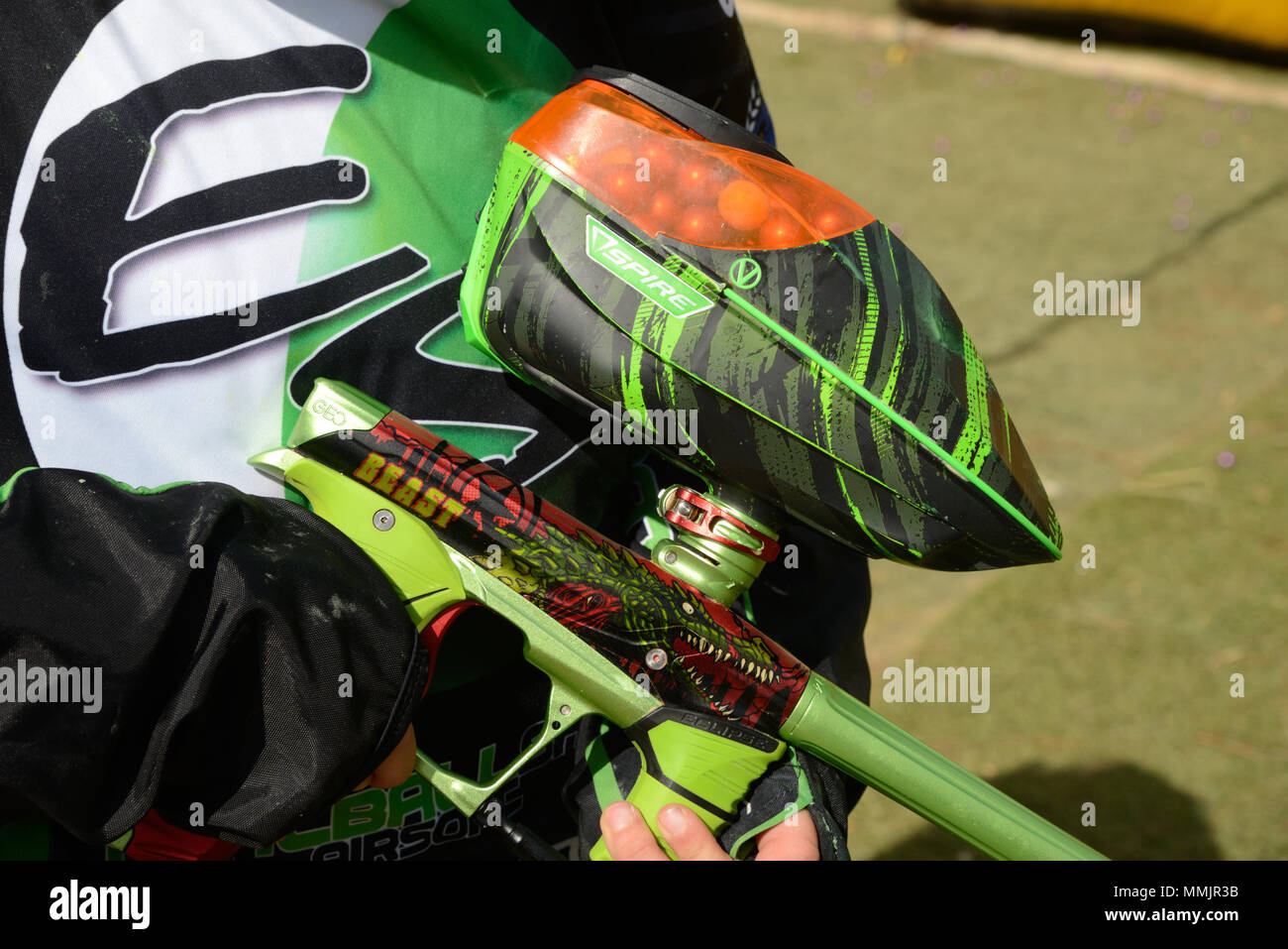 Paintball Gun, Paintball Equipment Stock Photo, Picture and