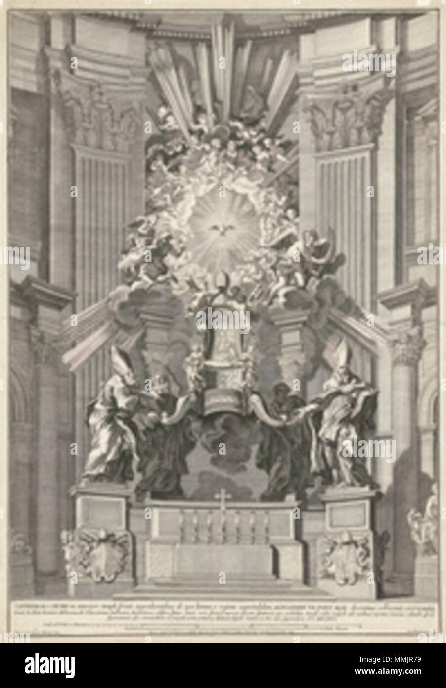 . English: Cathedra Petra within St Peters, Rome by Gianlorenzo Bernini  . 1692. Rijksmuseum Heilige Stoel van Petrus in de Sint Pieter Stock Photo