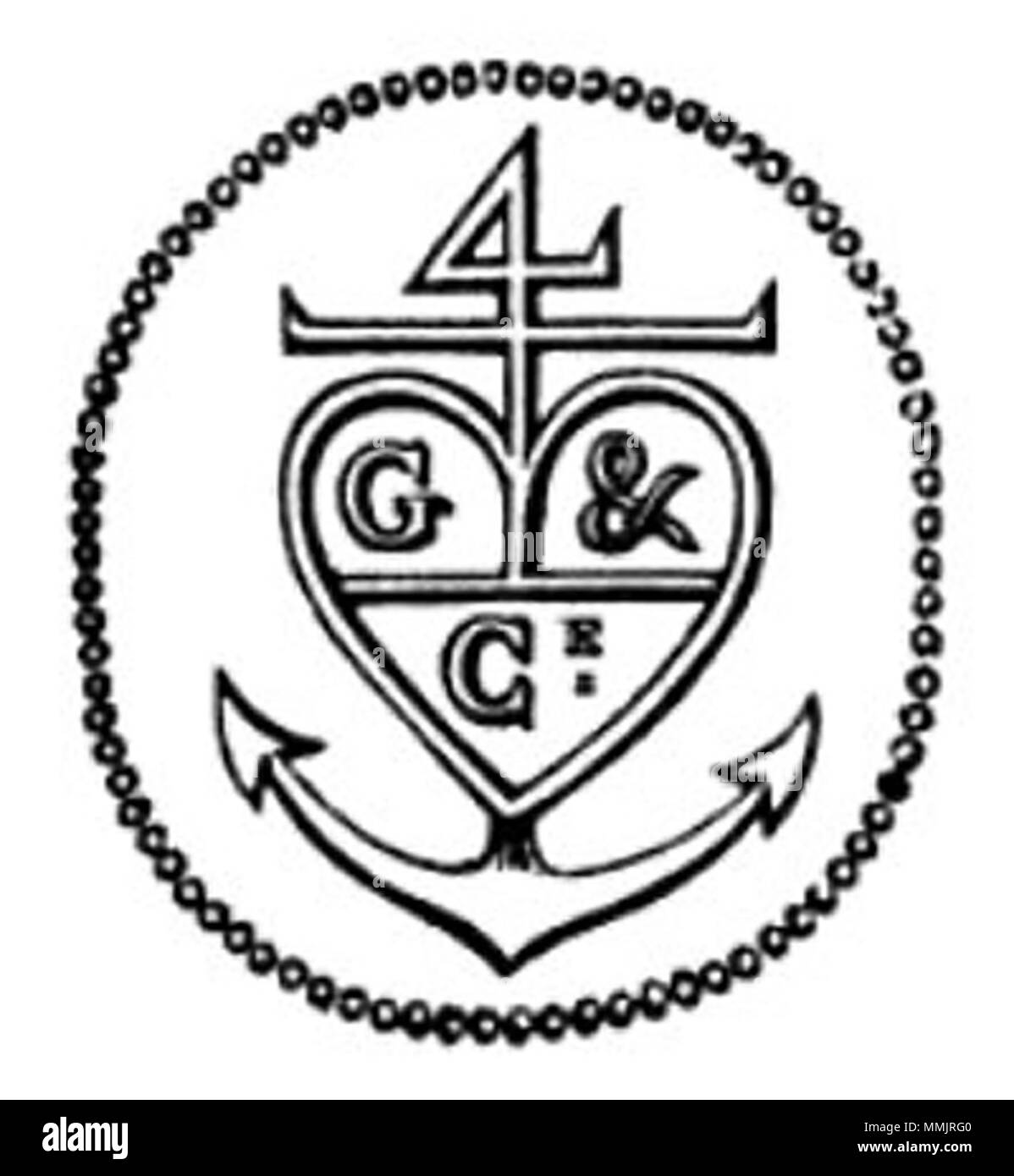 . English: Logo, trademark of the 'Grimod et compagnie' floated by Grimod de la Reynière Français : Logo, marque commerciale de la Grimod et compagnie fondée par Grimod de la Reynière  . 1790. Unknown Grimod et compagnie Stock Photo