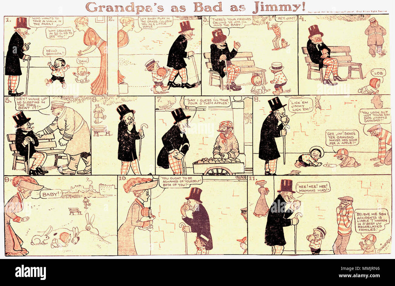 . English: Little Jimmy Sunday comics page  . 1911.   Jimmy Swinnerton - Ljimmy2 Stock Photo