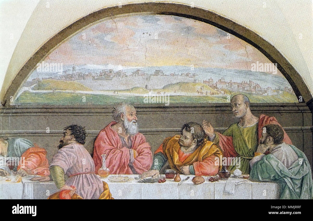 . Italiano: Lorenzo cresci - Ultima Cena (particolare), Convento della Croce - San Casciano in Val di Pesa  . 1562. Lorenzo Cresci Cresci-ultimacena Stock Photo