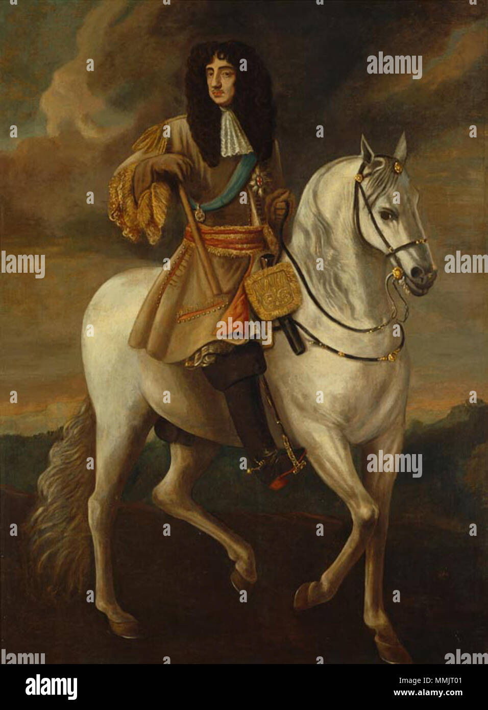 Equestrian portrait of King Charles II of England, Scotland and Ireland. circa 1685. Charles II