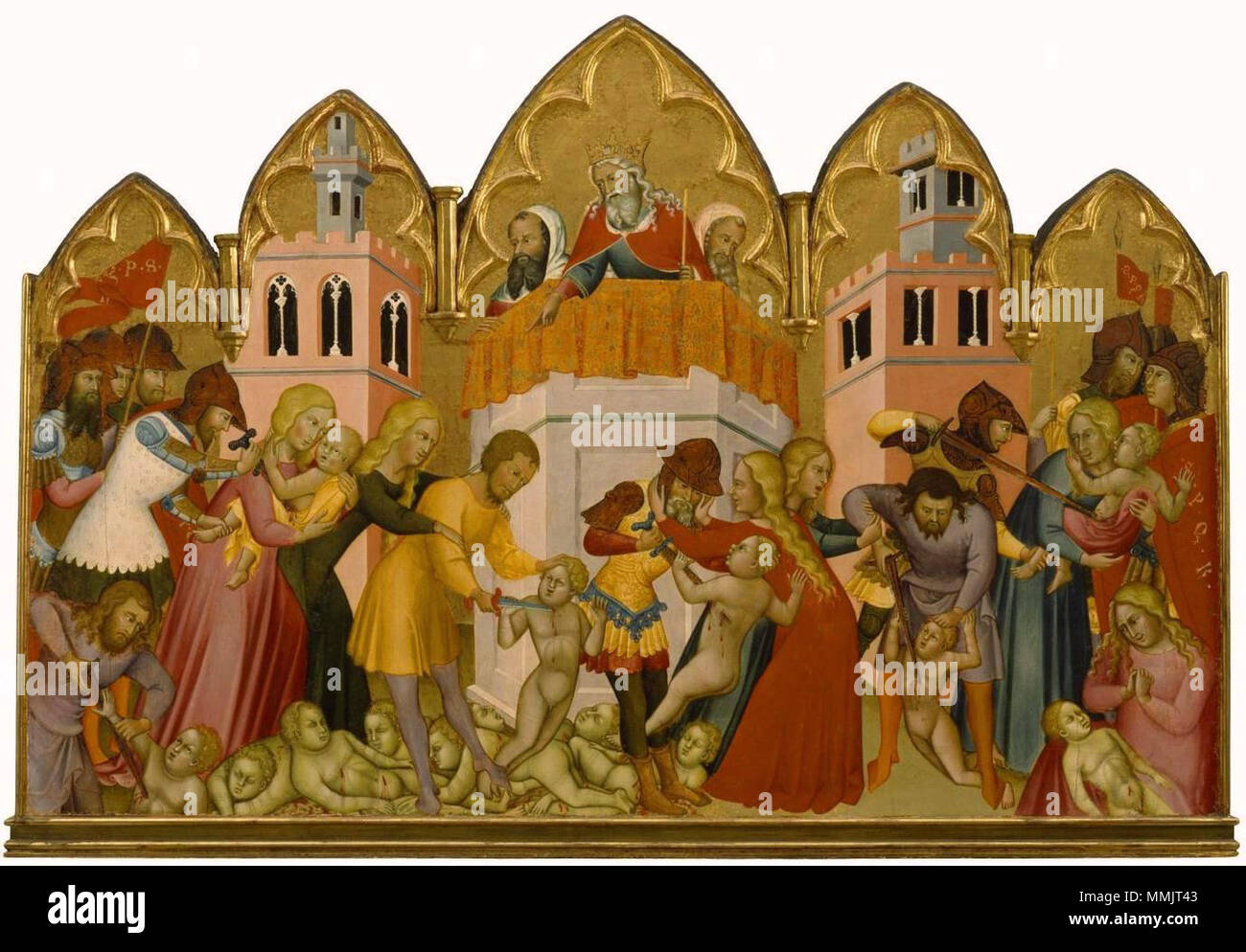 Massacre of the Innocents. circa 1380. 2 Andrea di Bartolo. Massacre of the Innocents 1380s. Walters Museum of Art. Stock Photo
