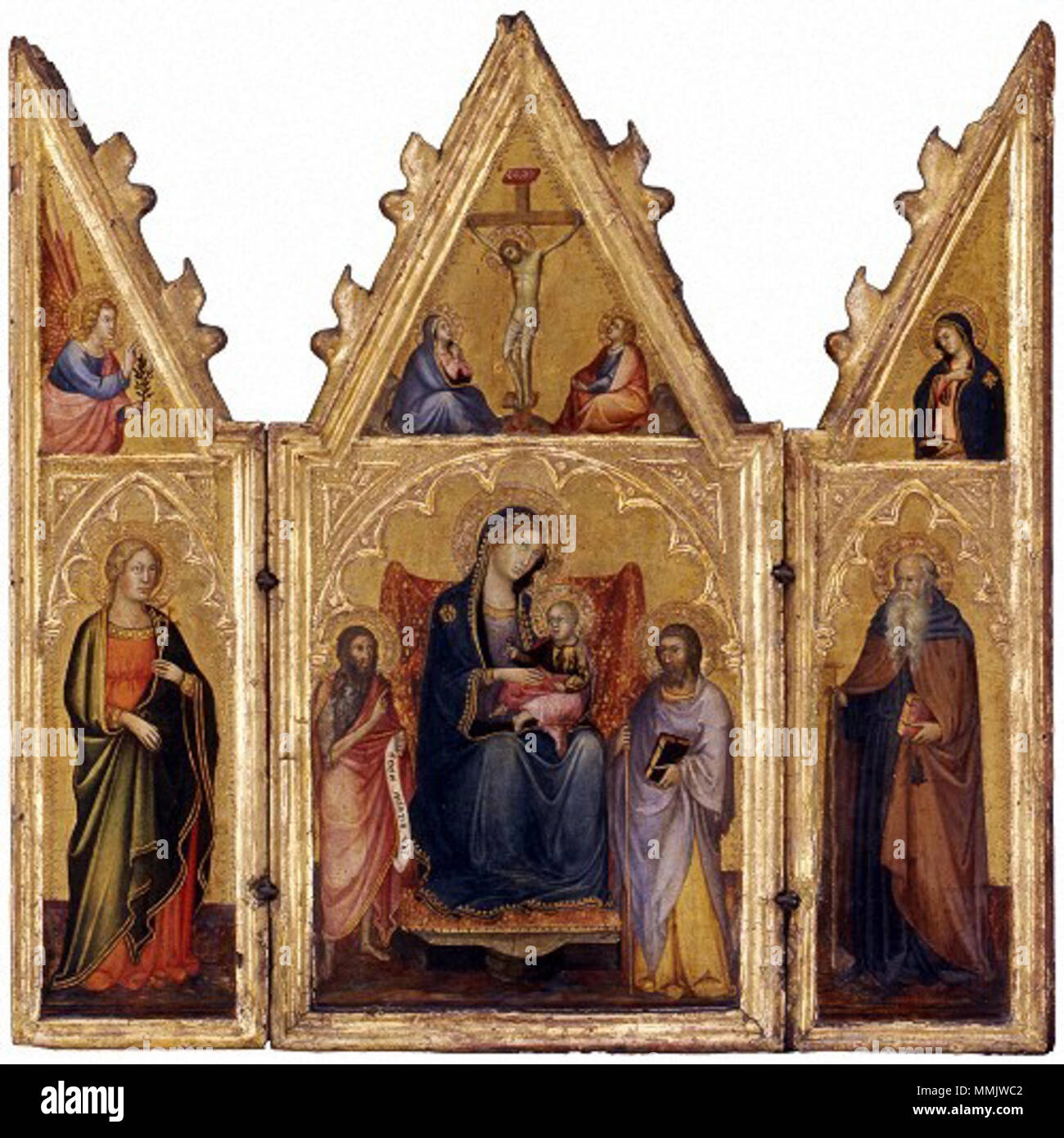 . Triptych  Triptychon, 1395-1400 20 Andrea di Bartolo Triptych Madonna with Child and Saints Lindenau, Altenburg Stock Photo