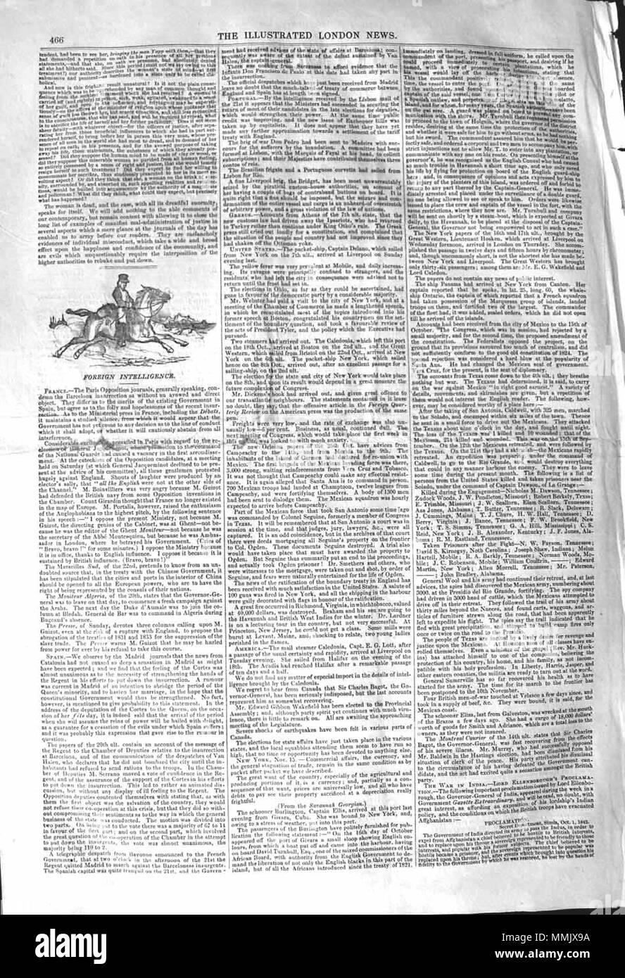 . The Illustrated London News, 1842, p. 466  . 3 December 1842. Unknown ILN 1842, p. 466 Stock Photo