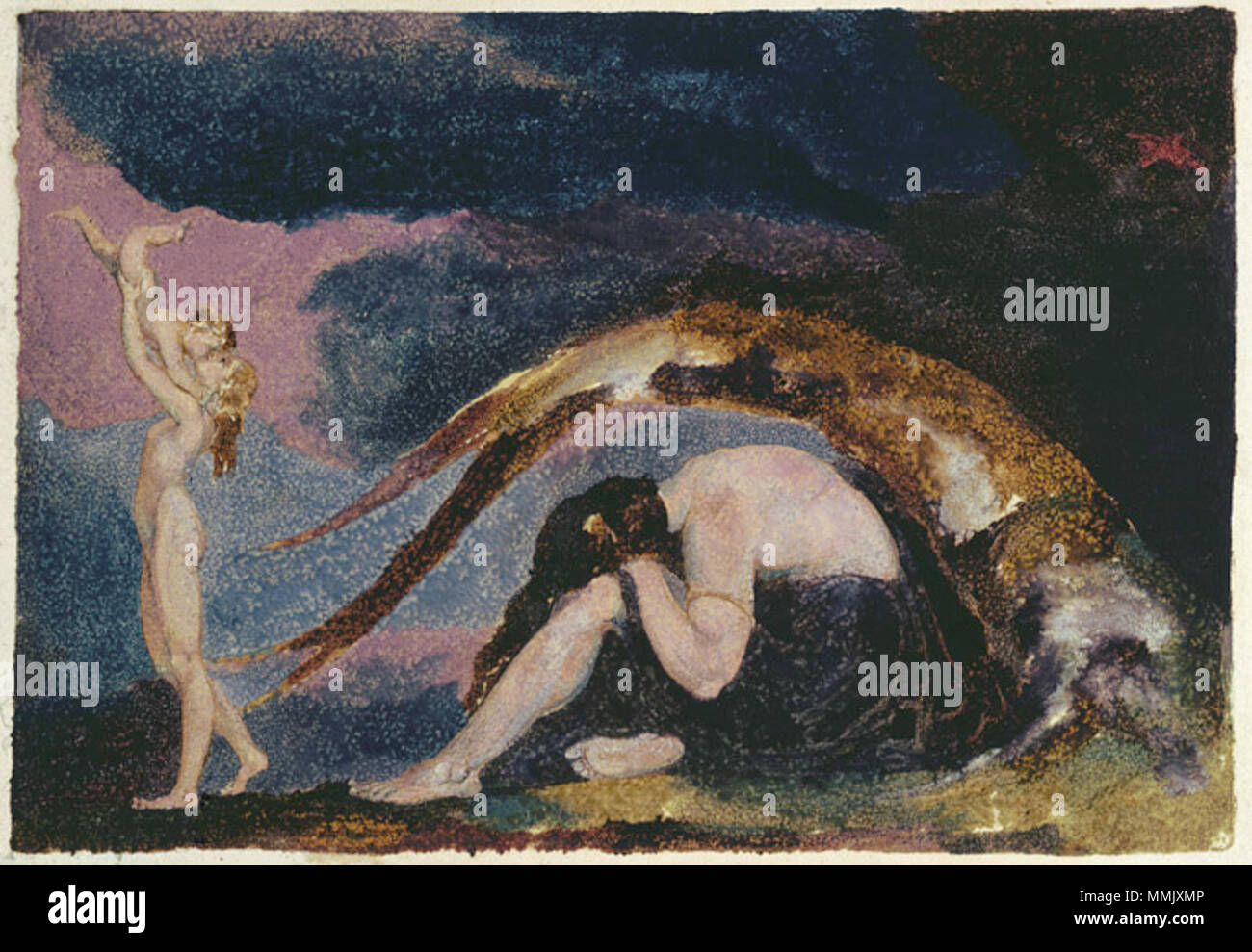 .  English: A Large Book of Designs copy A object 8 America, A Prophecy plate d  . 1796.   William Blake  (1757–1827)       Alternative names W. Blake; Uil'iam Bleik  Description British painter, poet, writer, theologian, collector and engraver  Date of birth/death 28 November 1757 12 August 1827  Location of birth/death Broadwick Street Charing Cross  Work location London  Authority control  : Q41513 VIAF:?54144439 ISNI:?0000 0001 2096 135X ULAN:?500012489 LCCN:?n78095331 NLA:?35019221 WorldCat A Large Book of Designs copy A object 8 America, A Prophecy plate d Stock Photo