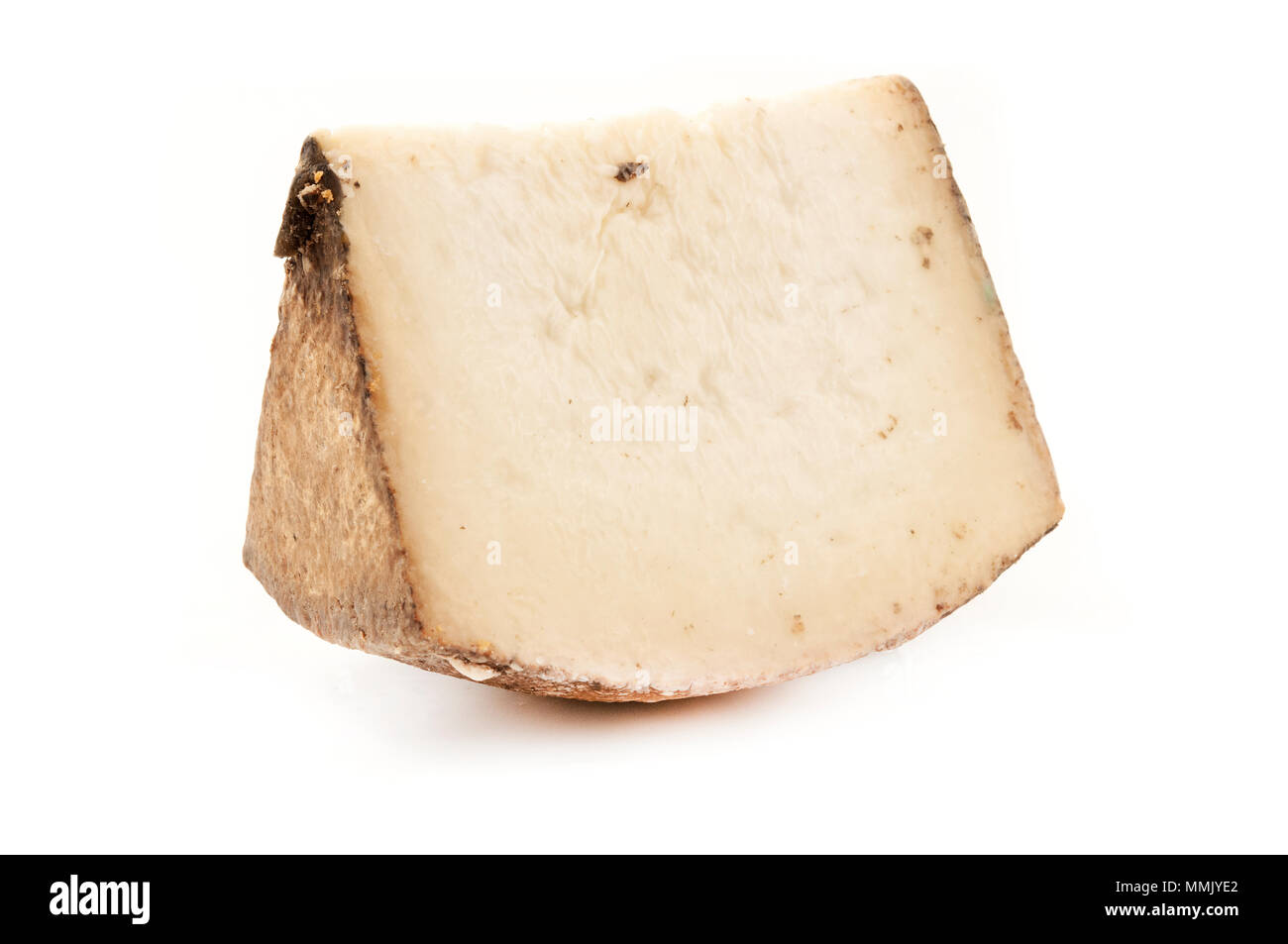 Fiore sardo (or Pecorino Sardo) cheese on a white background Stock Photo