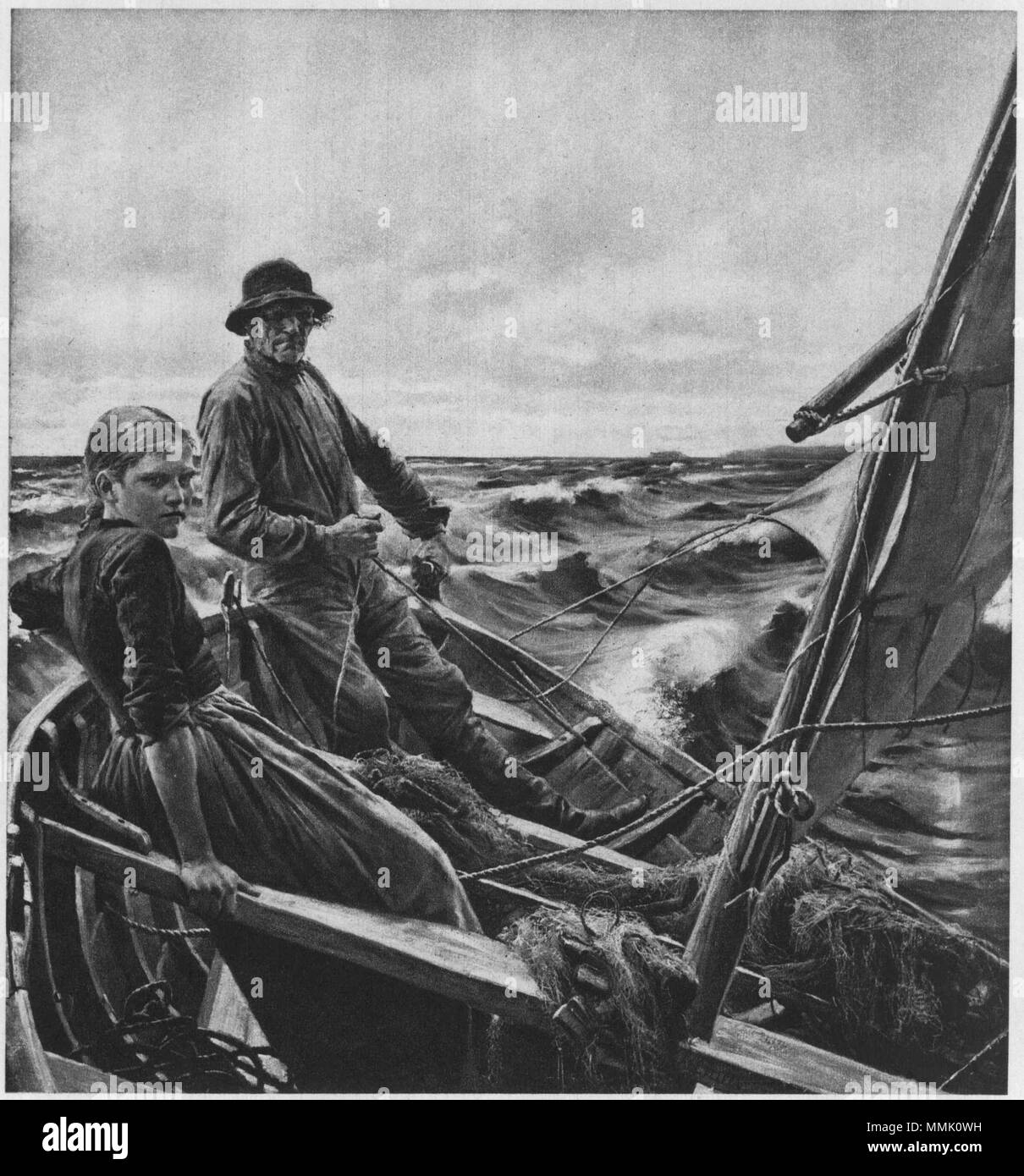 Deutsch: Auf dem Meere. (Beschreibung lt. Quelle) . 1883. Albert Edelfelt Meer Stock Photo