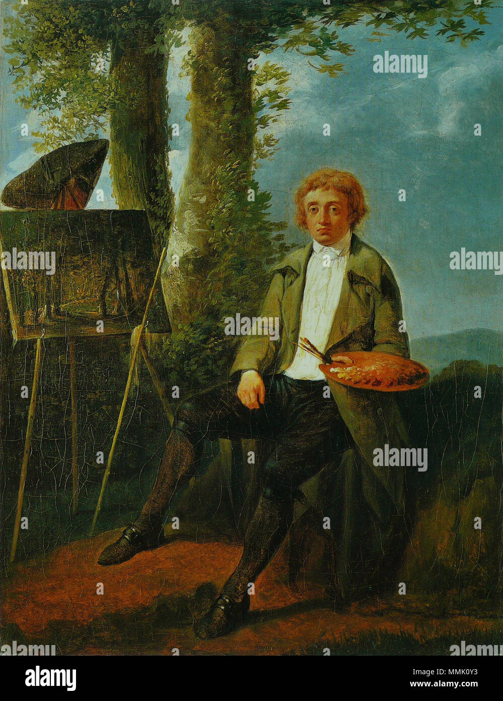 Français : Portrait du peintre Conrad Gessner dans la campagne romaine . 1788. Jacques Sablet - Portrait de Conrad Gessner Stock Photo