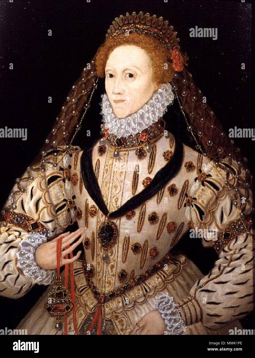 Elizabeth I Of England Oil On Panel Early 17th Century Variant