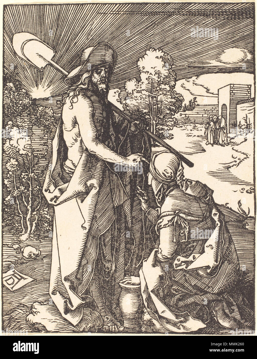 R-20101022-0035.jpg Albrecht Dürer (German, 1471 - 1528 ), Noli Me Tangere, probably c. 1509/1510, woodcut, Rosenwald Collection Albrecht Dürer - Noli Me Tangere (NGA 1943.3.3663) Stock Photo
