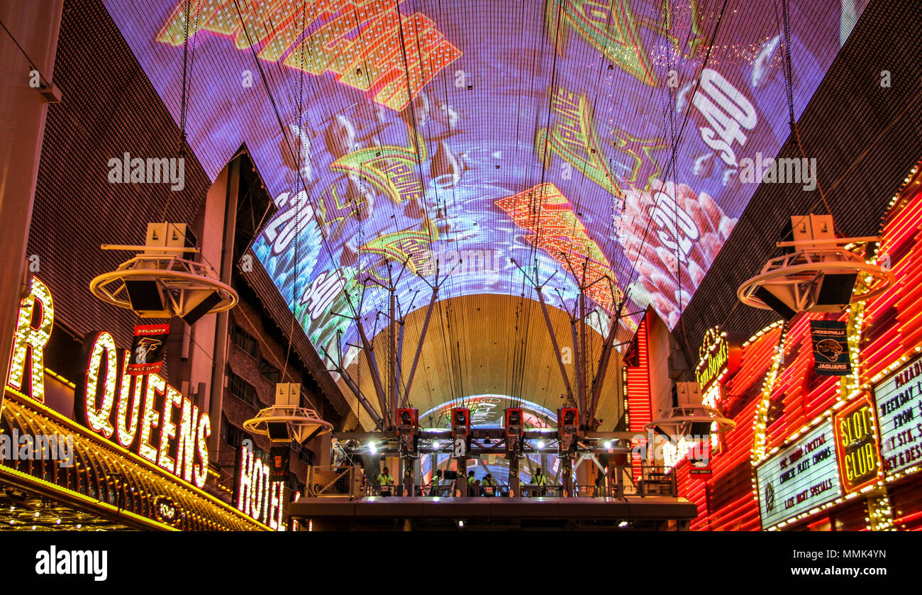 Zip Lines in downtown Las Vegas Nevada at Fremont Street Experience Stock Photo Alamy