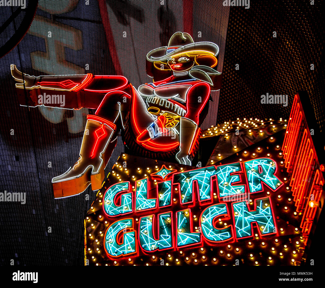 Glitter Gulch neon sign in downtown Las Vegas Nevada at Fremont Street