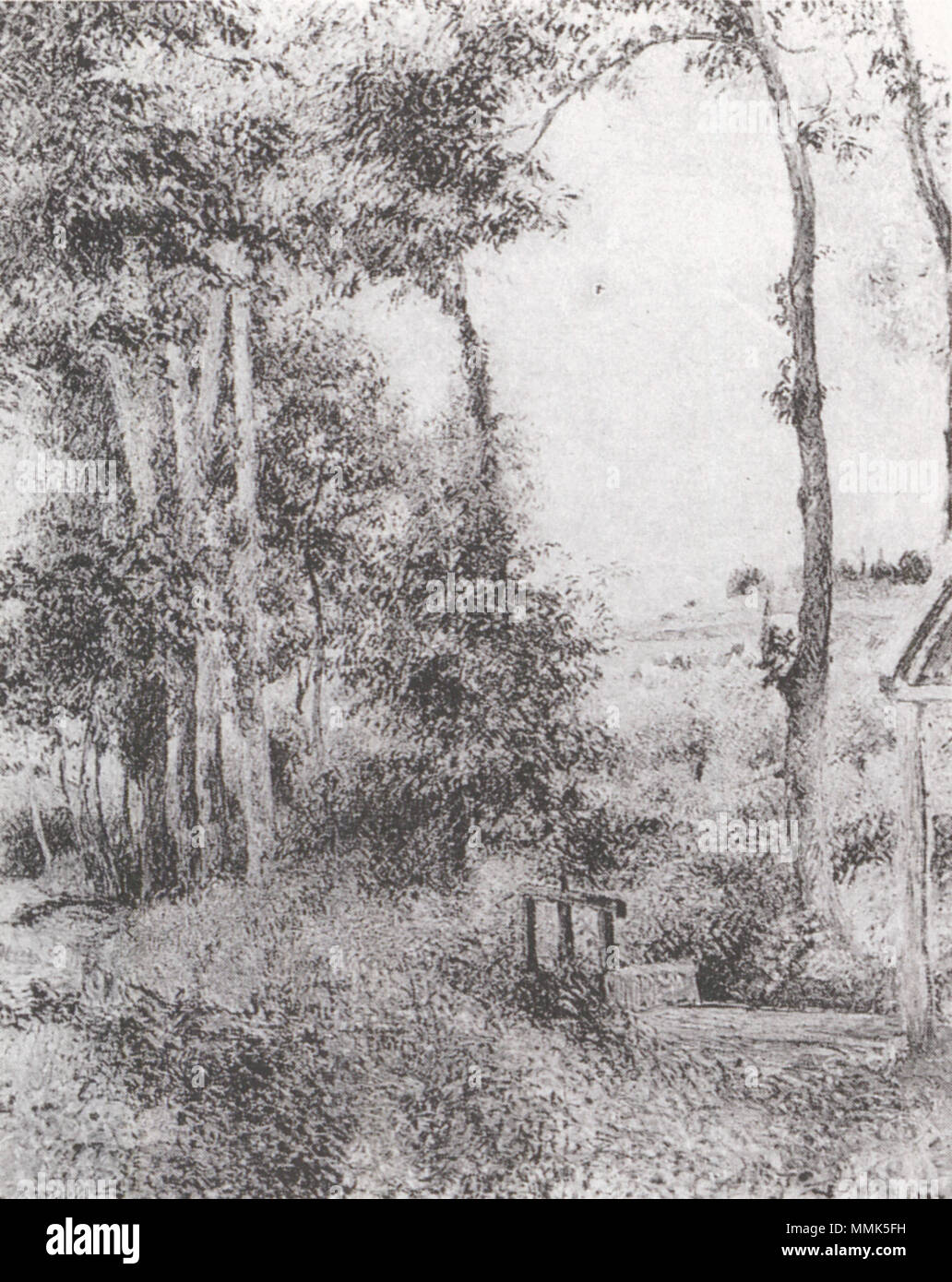 Camille Pissarro - Paysage à Osny, la vanne près du moulin - 1883 Stock Photo