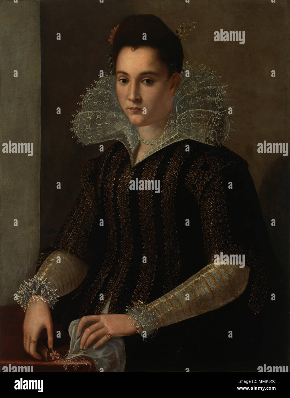 Alessandro Allori, circle of - piiri - krets (1535–1607)- Portrait of a Lady - Naisen muotokuva - Porträtt av dam (29467291895) Stock Photo