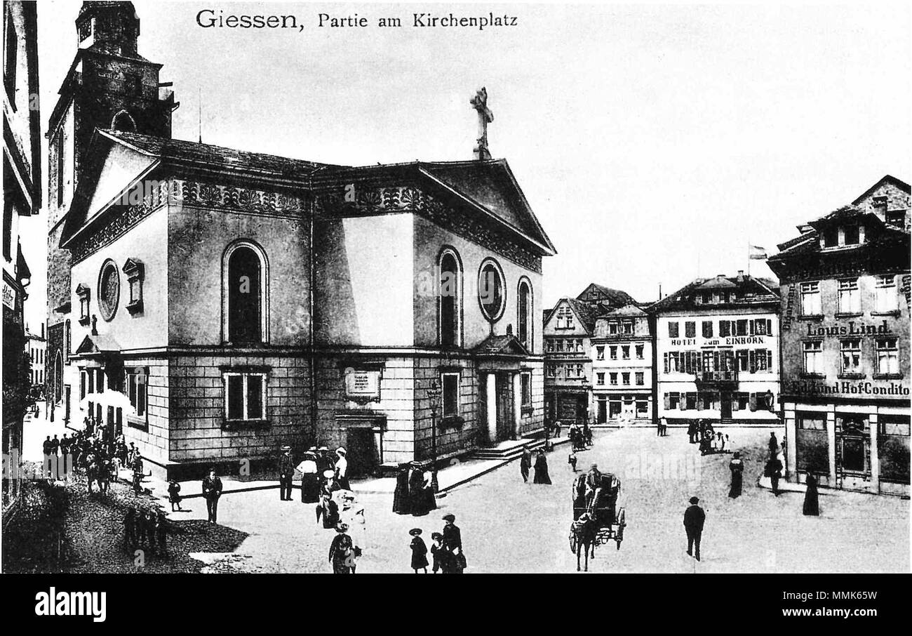 Gießen Stadtkirche um 1907 Stock Photo