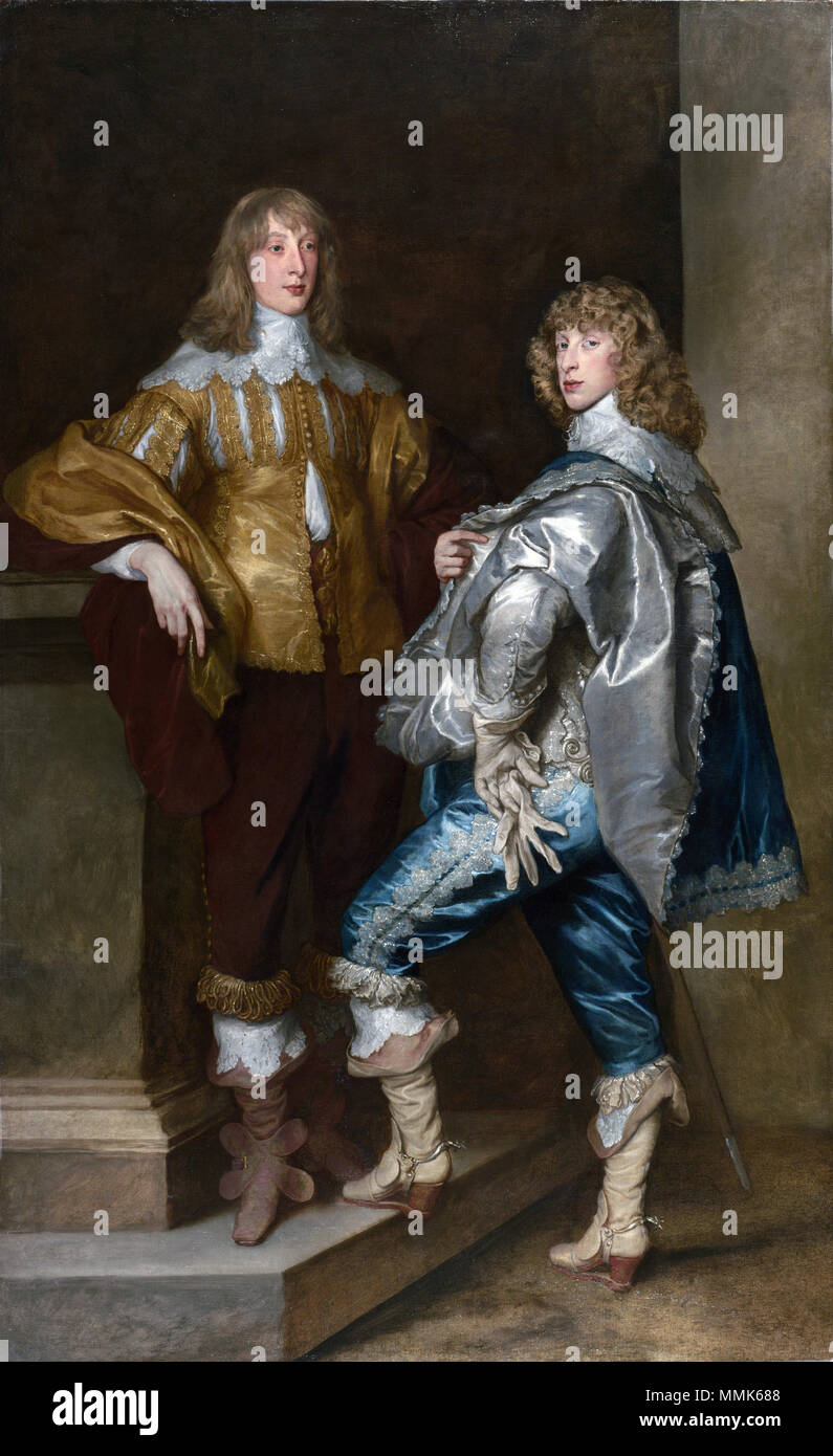 Portrait of Lord John Stuart and his brother Lord Bernard Stuart (later Earl of Lichfield). circa 1638. Sir-Anthony-van-Dyck-Lord-John-Stuart-and-His-Brother-Lord-Bernard-Stuart Stock Photo