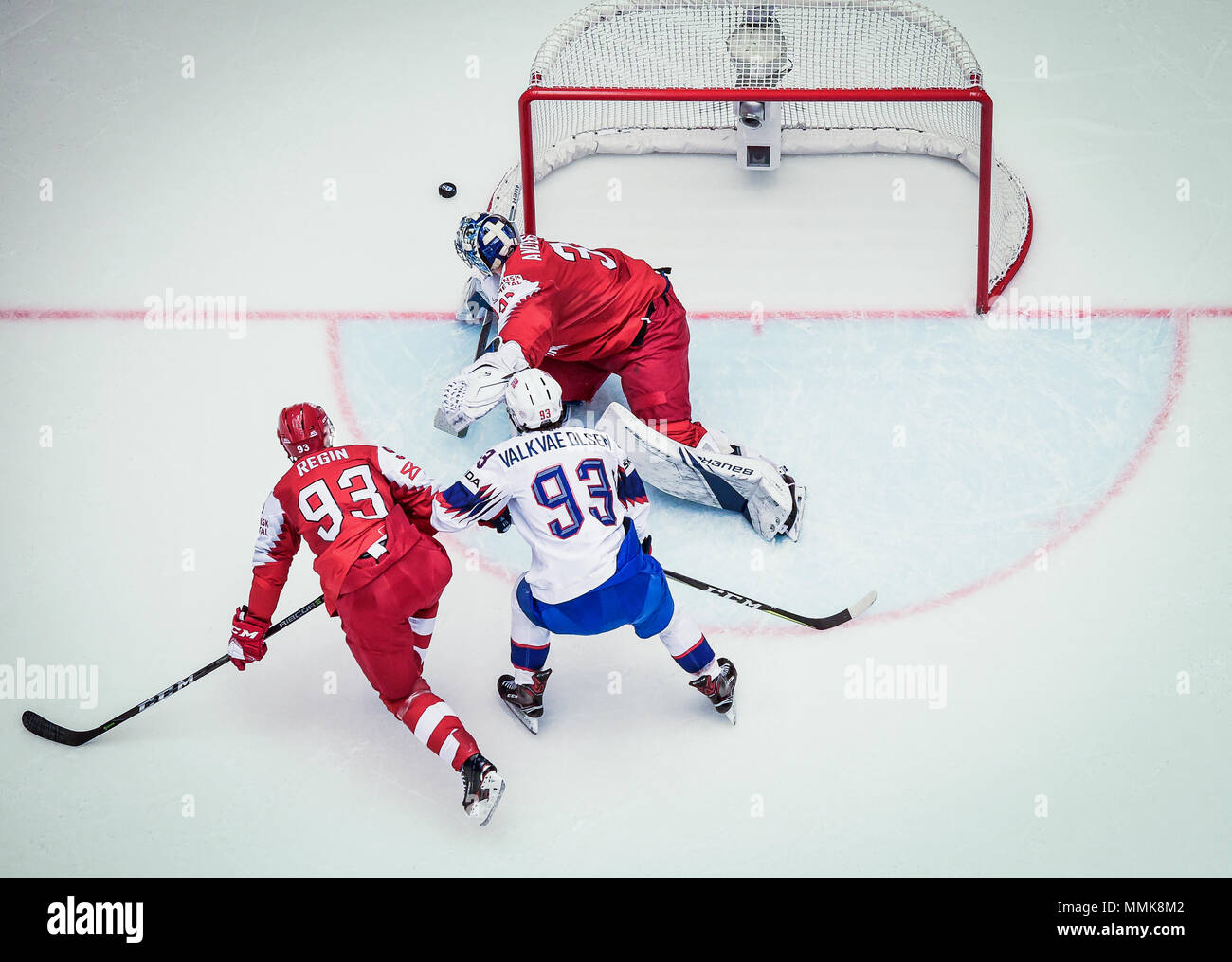 (LR) Peter Regin of Team Denmark, Thomas Valkvae Olsen of Team Norway ...