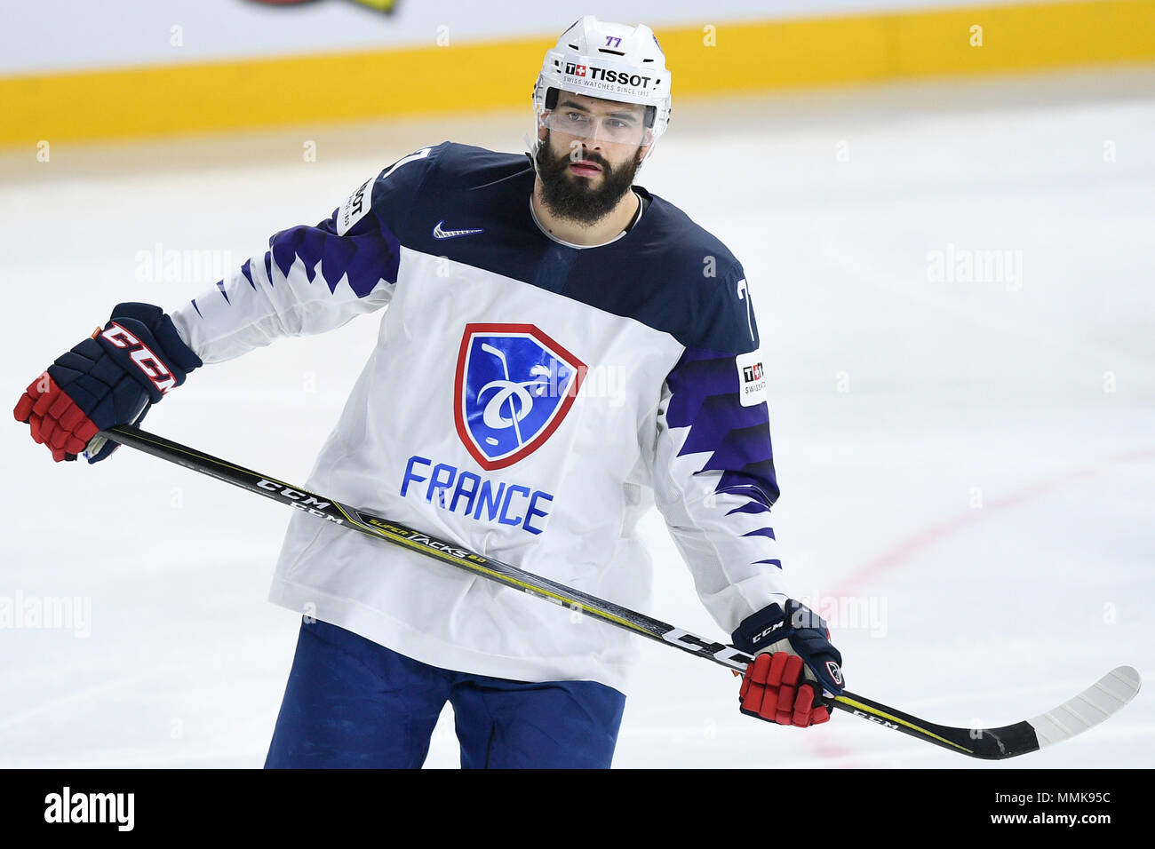 Kodan, Danska. 10th May, 2018. Sacha Treille (FRA) in the Ice Hockey World  Championships match Slovakia