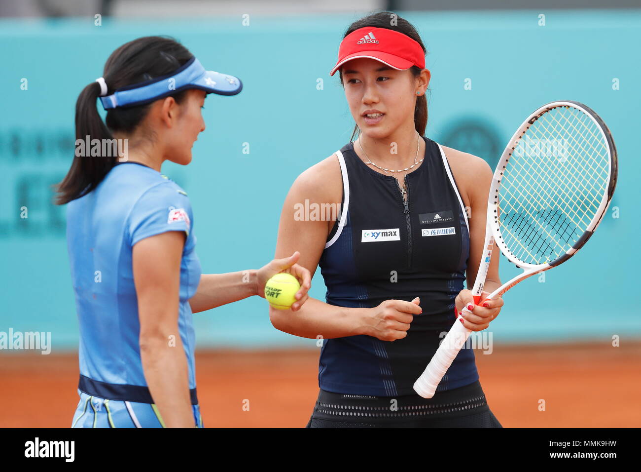 Madrid, Spain, May 8, 2018. 8th May, 2018. (L-R) Shuko Aoyama, Miyu Kato  (JPN) Tennis : Shuko Aoyama and Miyu Kato of Japan during doubles 1st round  match against Ashleigh Barty of