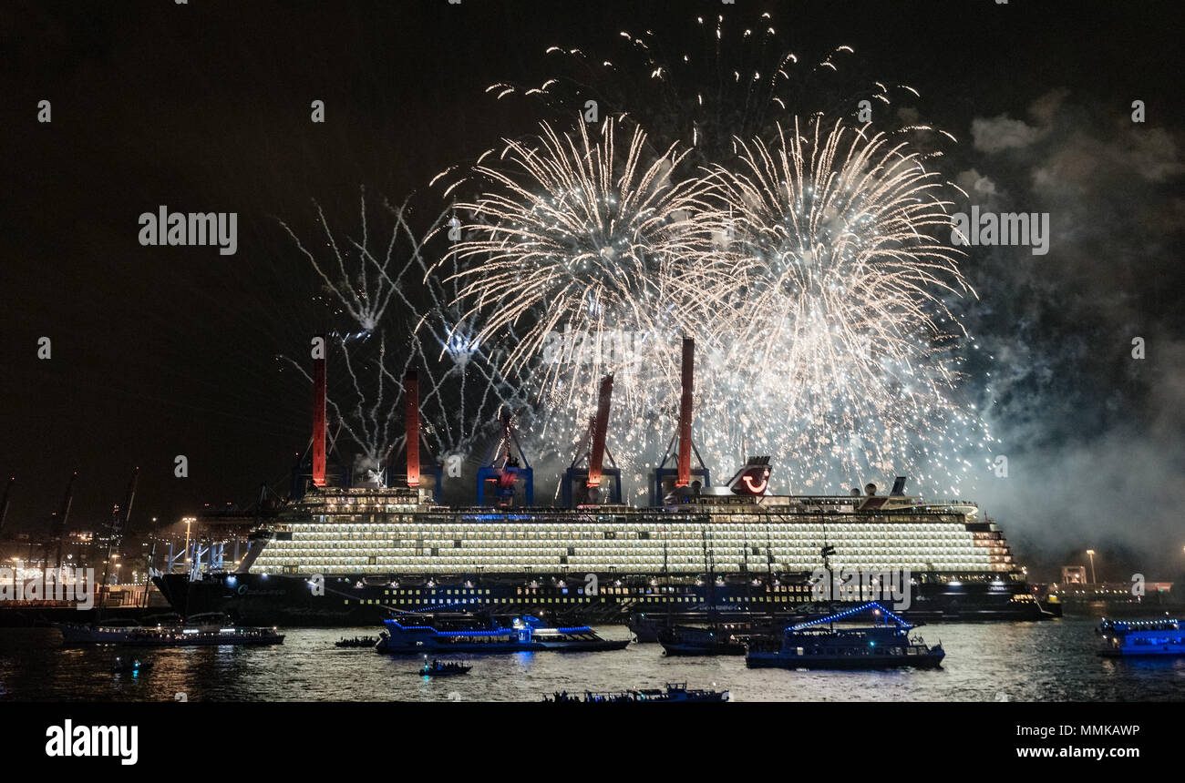 11 May 2018 Germany Hamburg Fireworks Illuminating The