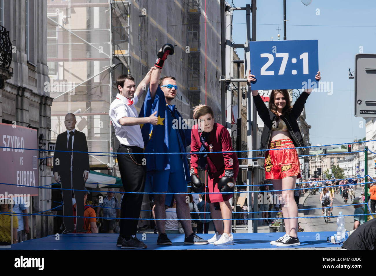 2018.05.12, Warsaw, Poland. Tens of thousands of Poles gather to manifest continuous support for Polish membership in the EU. Stock Photo