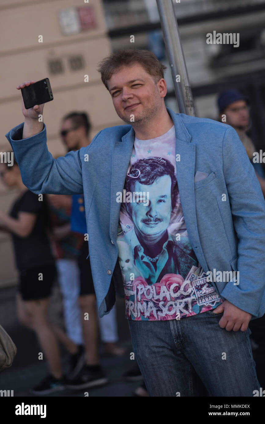 2018.05.12, Warsaw, Poland. Tens of thousands of Poles gather to manifest continuous support for Polish membership in the EU. Stock Photo